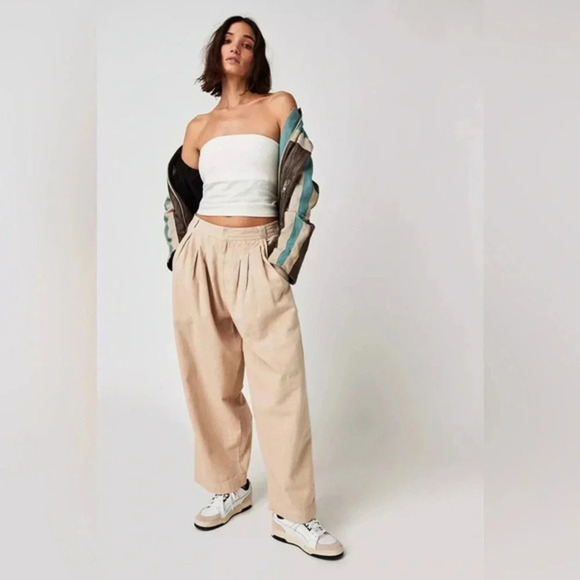 Free People Lotta Love Linen Trousers Size 4 B2294 - Picture 1 of 5